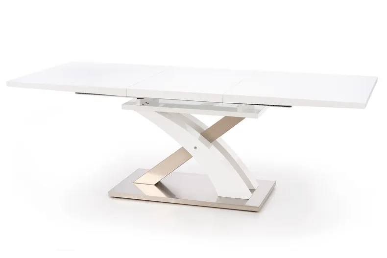 Обеденный стол раскладной HALMAR SANDOR 160-220x90 см белый лакированный фото №4