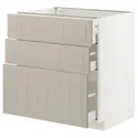 IKEA METOD МЕТОД / MAXIMERA МАКСИМЕРА, напольный шкаф с 3 ящиками, белый / Стенсунд бежевый, 80x60 см 994.081.18 фото thumb №1