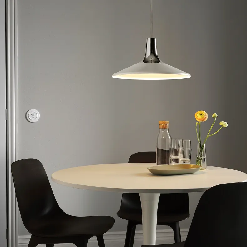IKEA FYRTIOFYRA ФЮРШІОФЮРА, підвісний світильник, хромований ефект / білий, 38 см 705.108.85 фото №3