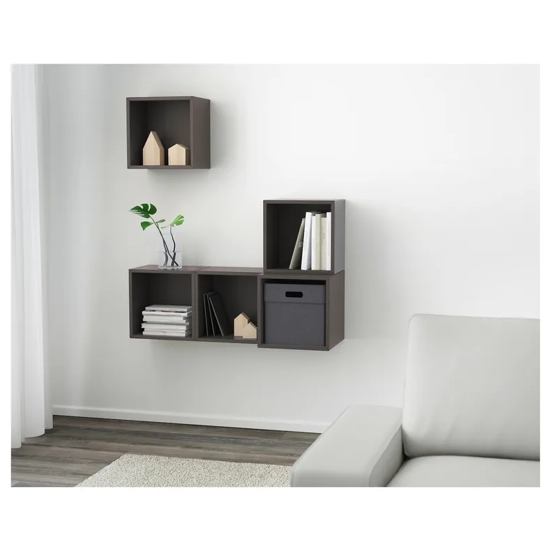 IKEA EKET ЭКЕТ, комбинация настенных шкафов, тёмно-серый, 105x35x120 см 891.890.98 фото №2