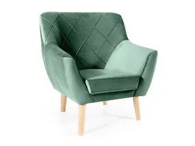 Кресло мягкое бархатное SIGNAL KIER 1 Velvet, Bluvel 78 - зеленый / бук фото