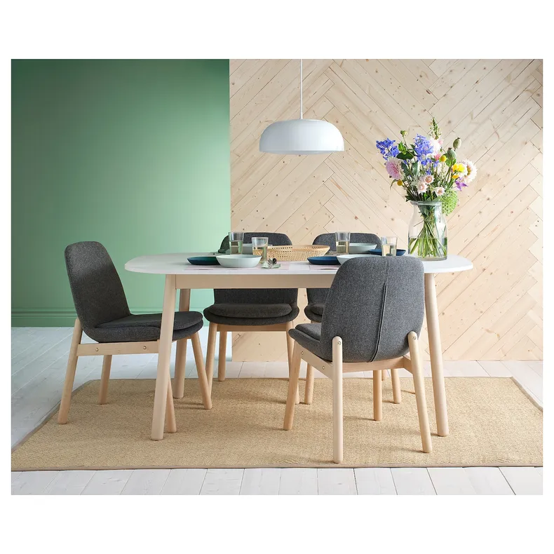 IKEA VEDBO ВЕДБУ / VEDBO ВЕДБУ, стіл+4 стільці, білий/береза, 160x95 см 193.068.83 фото №3