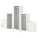 IKEA PLATSA ПЛАТСА, гардероб, 3 дверцят, 6 шухляд, білий STRAUMEN СТРАУМЕН дзеркальне скло/FONNES ФОННЕС білий, 300x57x181 см 194.369.69 фото thumb №1