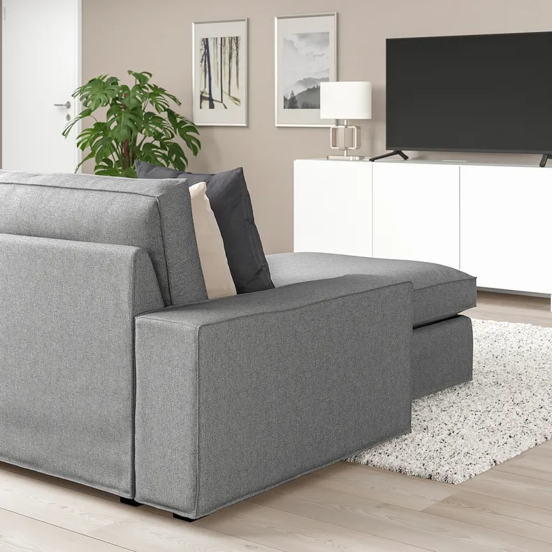 IKEA KIVIK КІВІК, кутовий 6-місний диван з кушеткою, Tibbleby бежевий / сірий 794.404.83 фото №4