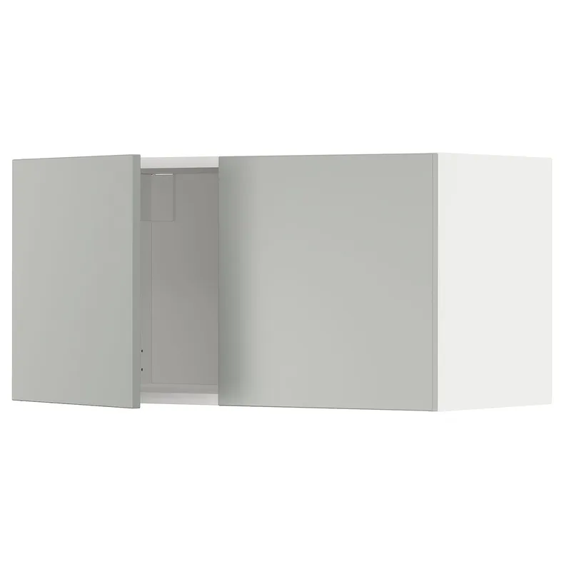 IKEA METOD МЕТОД, шафа навісна із 2 дверцятами, білий / Хавсторп світло-сірий, 80x40 см 395.383.49 фото №1