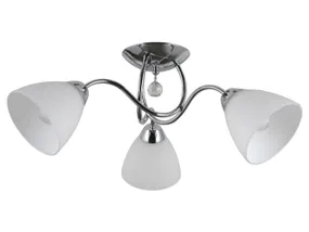 BRW Підвісний світильник Lugano 3-точковий зі сталі та скла білий і сріблястий 077031 фото