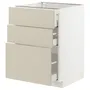 IKEA METOD МЕТОД / MAXIMERA МАКСИМЕРА, напольный шкаф с 3 ящиками, белый / гавсторпский бежевый, 60x60 см 094.267.01 фото