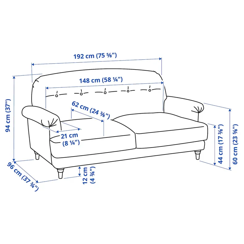 IKEA ESSEBODA ЭССЕБОДА, 2-местный диван, Княбек / светло-бежевая береза 394.434.93 фото №8