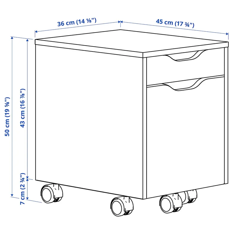 IKEA ALEX, Комод на колесиках, Темно-серый/черный, 36x50 см 095.826.64 фото №9