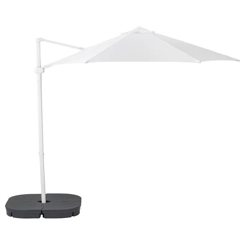 IKEA HÖGÖN ХЁГЁН, зонт от солнца с опорой, белый / Свартё темно-серый, 270 см 193.210.01 фото №1