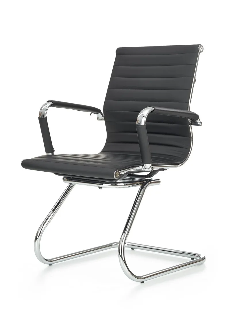 Офісне крісло HALMAR PRESTIGE SKID екошкіра, чорний фото №2