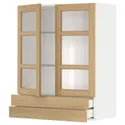 IKEA METOD МЕТОД / MAXIMERA МАКСИМЕРА, навесной шкаф / 2 стекл двери / 2 ящика, белый / дуб форсбака, 80x100 см 395.094.03 фото thumb №1