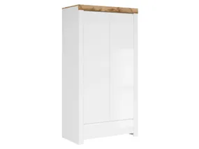 BRW Двухдверный шкаф Holten 106 см с ящиком белый глянцевый/дуб wotan, белый/дуб вотан/глянец белый SZF2D1S-BI/DWO/BIP фото