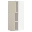 IKEA METOD МЕТОД, навісна шафа з полицями / 2 дверцят, білий / хавсторпський бежевий, 40x100 см 194.624.68 фото thumb №1