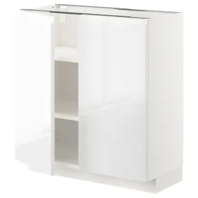 IKEA METOD МЕТОД, підлогова шафа з полицями / 2 дверцят, білий / ВОКСТОРП глянцевий / білий, 80x37 см 594.653.42 фото
