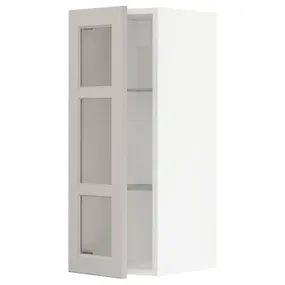 IKEA METOD МЕТОД, навісна шафа,полиці / скляні дверцята, білий / світло-сірий Lerhyttan, 30x80 см 494.562.82 фото