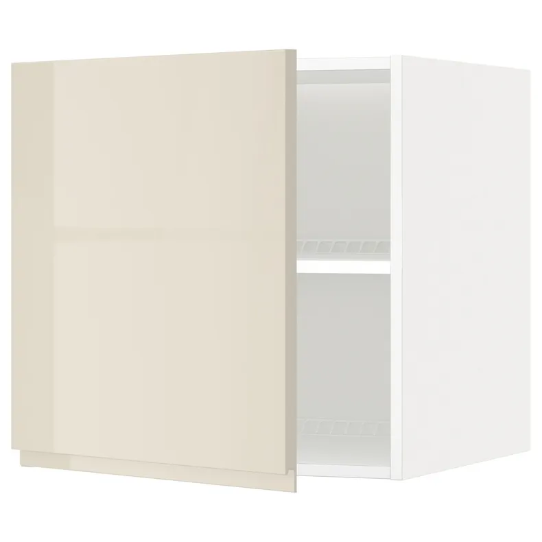 IKEA METOD МЕТОД, верхня шафа для холодильн / мороз кам, білий / Voxtorp високий глянець світло-бежевий, 60x60 см 994.647.22 фото №1