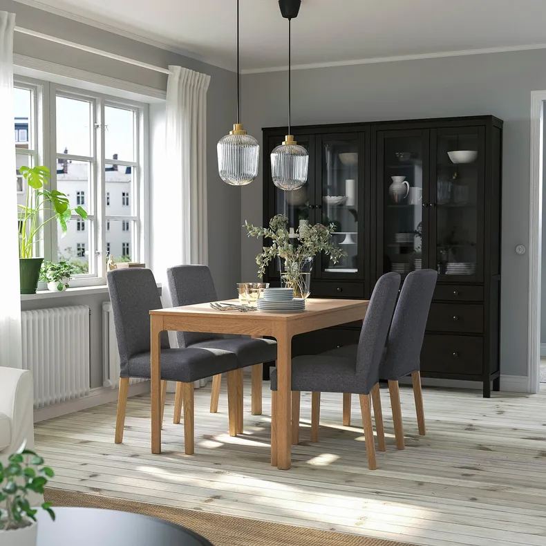 IKEA EKEDALEN ЭКЕДАЛЕН / BERGMUND БЕРГМУНД, стол и 4 стула, имит. дуб / серебристый средний, 120 / 180 см 794.084.78 фото №2