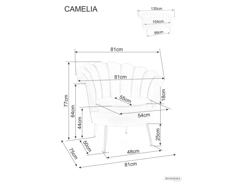 Крісло м'яке оксамитове SIGNAL CAMELLIA 1, Bluvel 19 - чорний фото №7