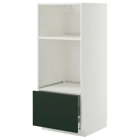 IKEA METOD МЕТОД / MAXIMERA МАКСИМЕРА, высокий шкаф д/духовки/СВЧ с ящиком, белый/Гавсторп темно-зеленый, 60x60x140 см 395.574.70 фото