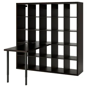 IKEA KALLAX КАЛЛАКС / LINNMON ЛИННМОН, стол, комбинация, черный/черно-коричневый, 182x139x182 см 994.816.94 фото