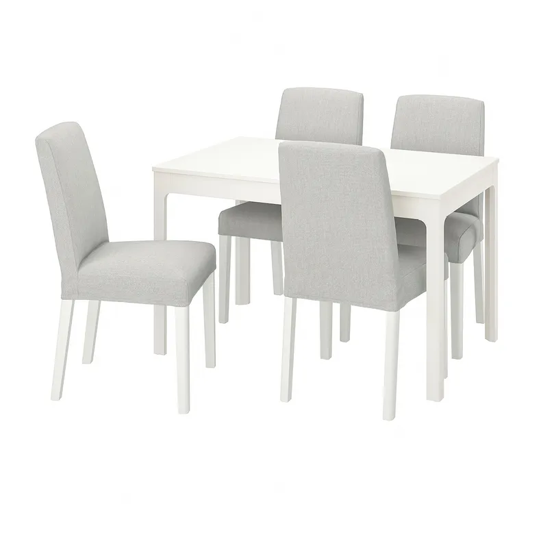 IKEA EKEDALEN ЕКЕДАЛЕН / BERGMUND БЕРГМУНД, стіл+4 стільці, білий / ОРРСТА світло-сірий / білий, 120 / 180 см 394.082.15 фото №1