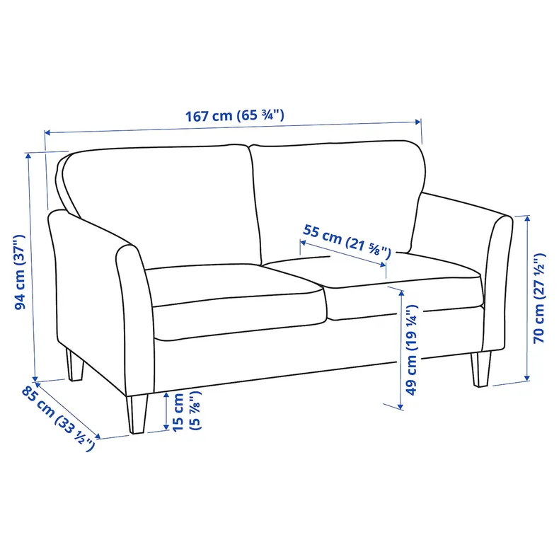 IKEA EKHOLMA, 2-местный диван, Киланда серо-коричневая 395.799.24 фото №6