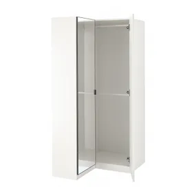 IKEA PAX ПАКС / FARDAL/ÅHEIM ФАРДАЛЬ/ОХЕЙМ, гардероб угловой, белый глянец/зеркало, 110/88x201 см 793.361.51 фото