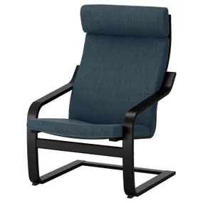 IKEA POÄNG ПОЕНГ, крісло, чорно-коричневий / ХІЛЛАРЕД темно-синій 491.978.11 фото