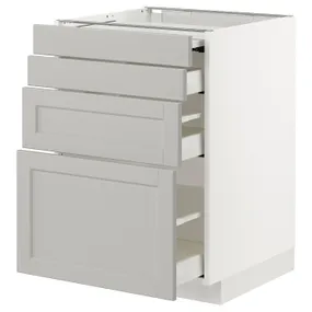 IKEA METOD МЕТОД / MAXIMERA МАКСИМЕРА, напольный шкаф с выдвиж панелью / 3ящ, белый / светло-серый, 60x60 см 594.337.04 фото