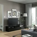 IKEA BESTÅ БЕСТО, тумба під телевізор, чорний / коричневий / Selsviken глянцевий / чорний, 180x42x39 см 093.285.69 фото thumb №3