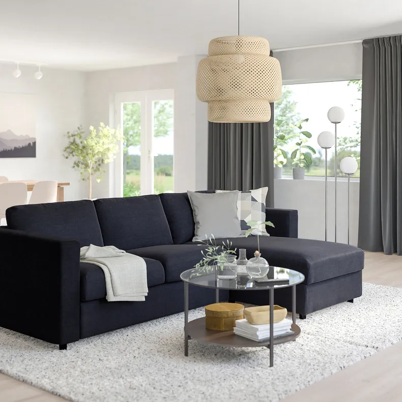 IKEA VIMLE ВИМЛЕ, 3-местный диван с козеткой, Саксемара черно-синяя 093.991.42 фото №2