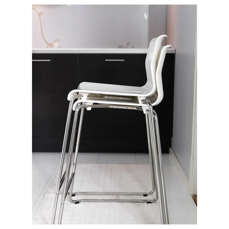 IKEA GLENN ГЛЕНН, барний стілець, білий / хром, 66 см 601.317.34 фото №2