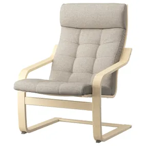 IKEA POÄNG ПОЭНГ, кресло, окл береза / бежевый с каштановым оттенком 595.143.85 фото