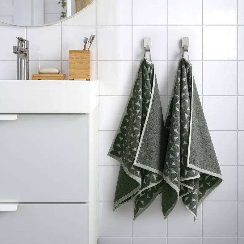 IKEA ÄNGSNEJLIKA ЭНГСНЕЙЛИКА, полотенце, серый / зелёный, 50x100 см 705.468.89 фото №4