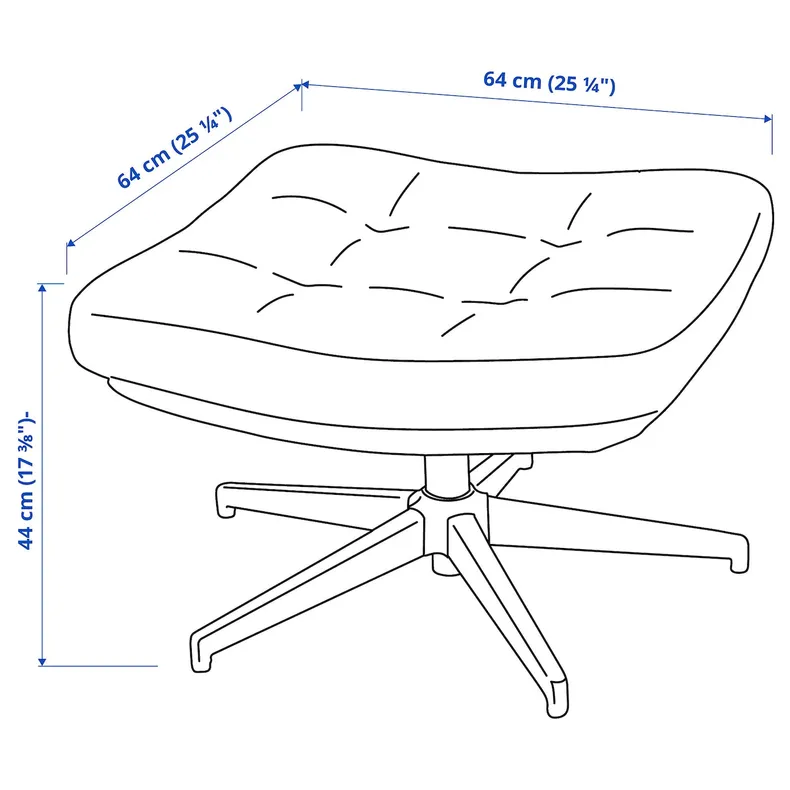 IKEA HAVBERG ХАВБЕРГ, крісло та підставка для ніг, ЛЕЙДЕ сірий / чорний 694.853.25 фото №7