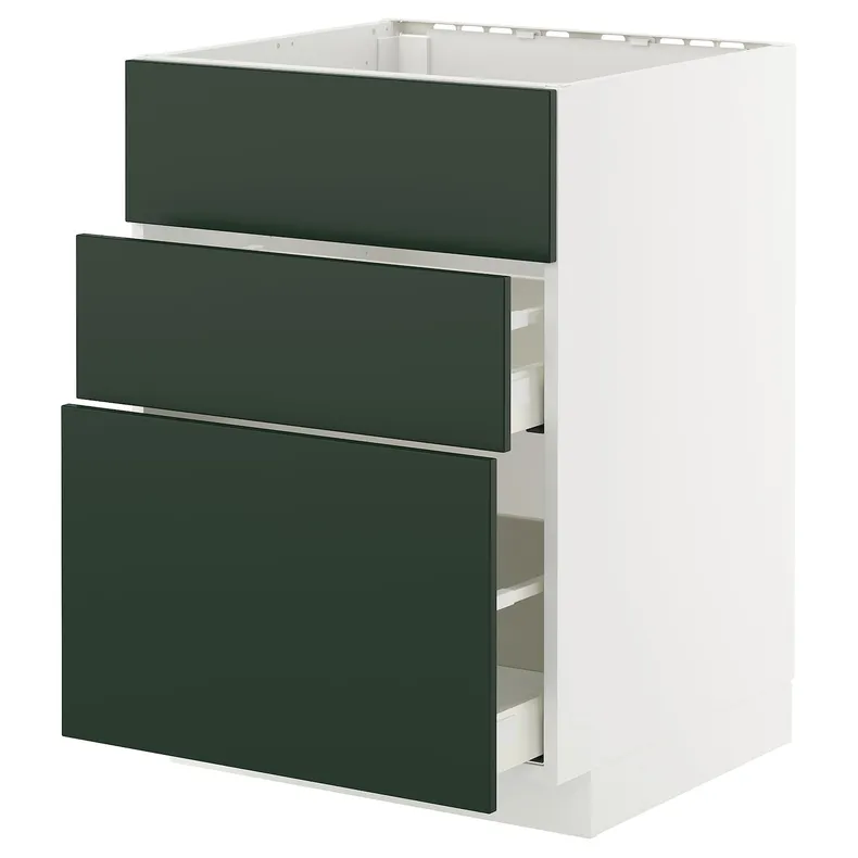 IKEA METOD МЕТОД / MAXIMERA МАКСИМЕРА, шкаф д/варочн панели/вытяжка/ящик, белый/Гавсторп темно-зеленый, 60x60 см 495.569.98 фото №1