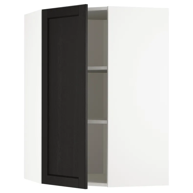 IKEA METOD МЕТОД, угловой навесной шкаф с полками, белый / Лерхиттан с черными пятнами, 68x100 см 292.575.75 фото №1