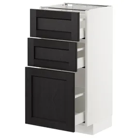 IKEA METOD МЕТОД / MAXIMERA МАКСИМЕРА, напольный шкаф с 3 ящиками, белый / Лерхиттан с черными пятнами, 40x37 см 292.568.49 фото