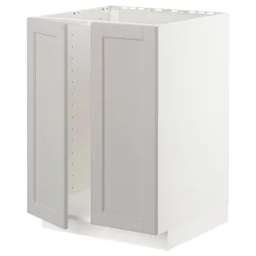 IKEA METOD МЕТОД, підлогова шафа для мийки+2 дверцят, білий / світло-сірий Lerhyttan, 60x60 см 994.680.70 фото