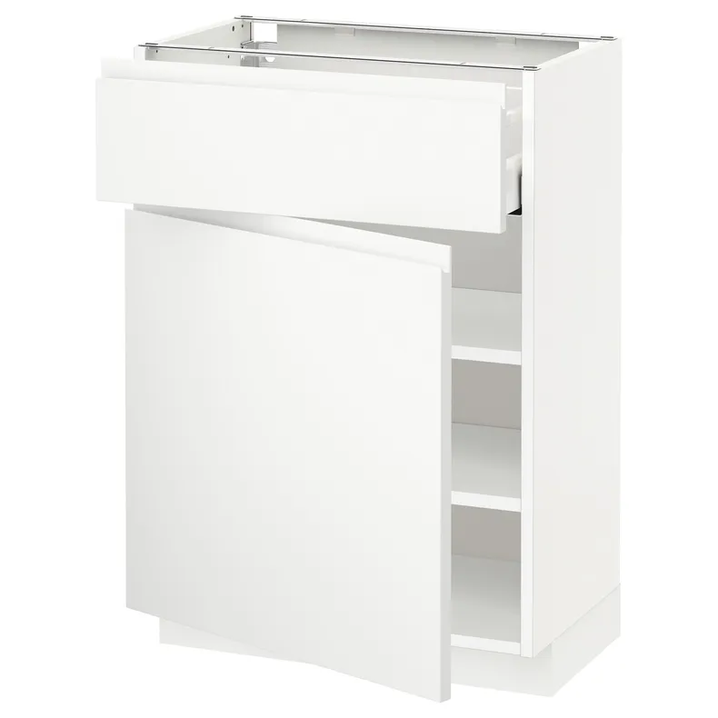 IKEA METOD МЕТОД / MAXIMERA МАКСІМЕРА, підлогова шафа з шухлядами та дверц, білий / Voxtorp матовий білий, 60x37 см 294.706.89 фото №1