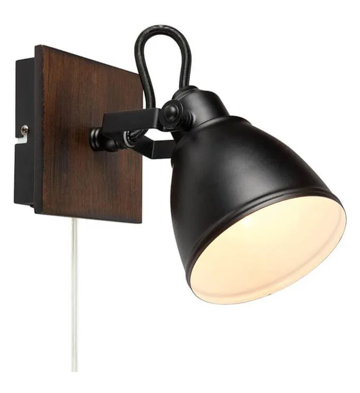 BRW Родной регулируемый настенный светильник для чтения черный деревянный 080864 фото №1