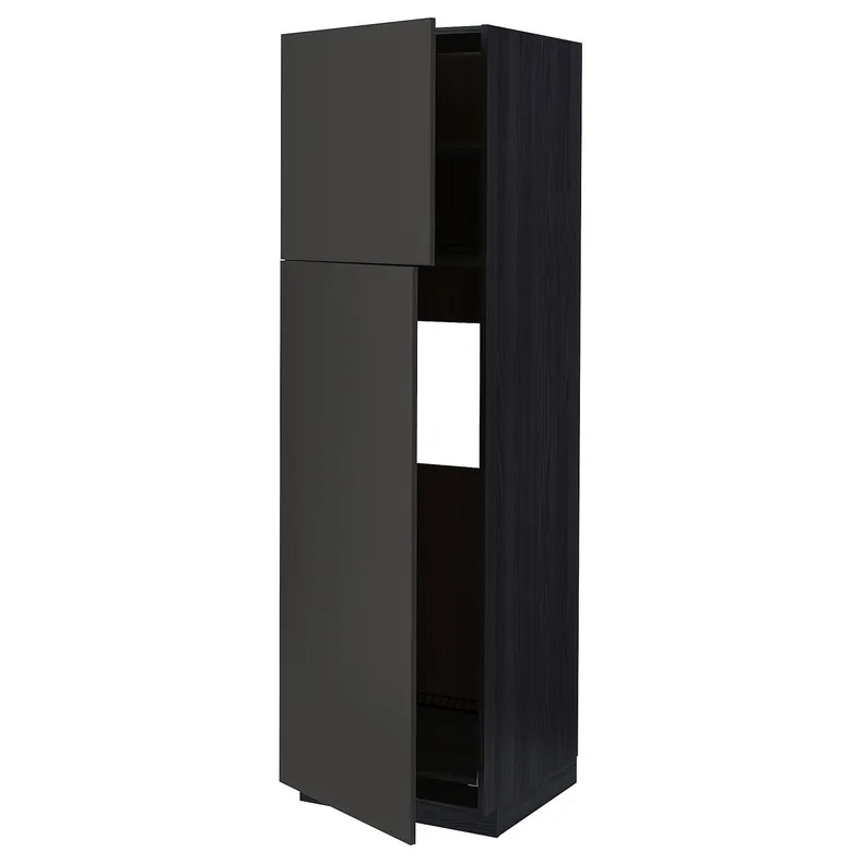 IKEA METOD МЕТОД, висока шафа для холодильника, 2 дв, чорний / матовий антрацит Nickebo, 60x60x200 см 194.977.45 фото №1