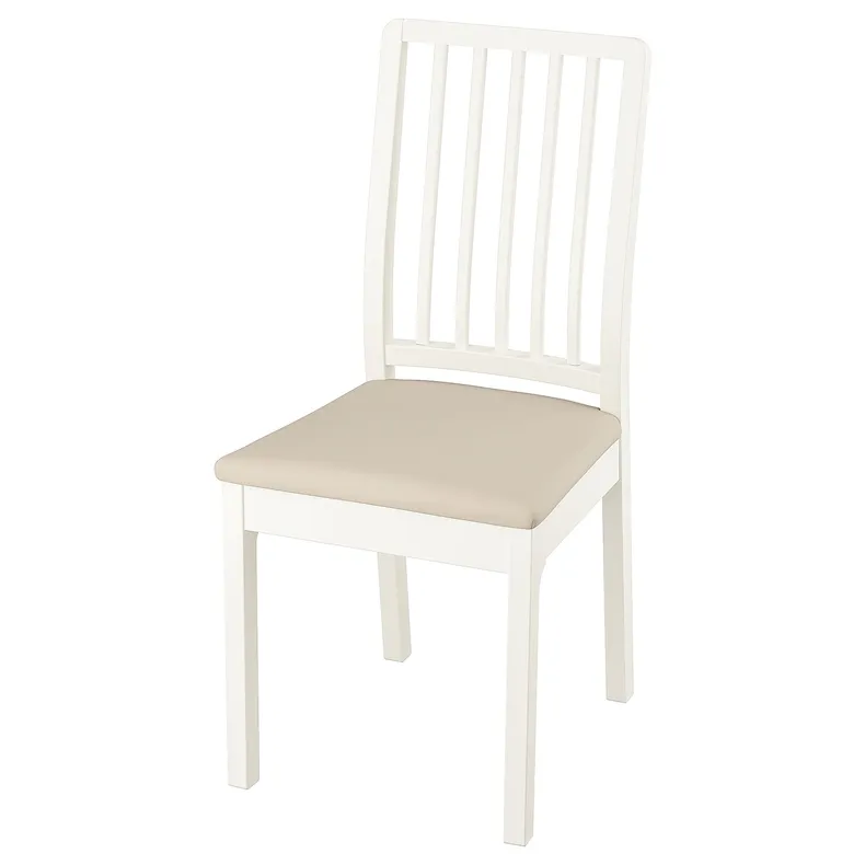 IKEA EKEDALEN ЕКЕДАЛЕН, стілець, білий / ХАКЕБУ бежевий 994.293.85 фото №1