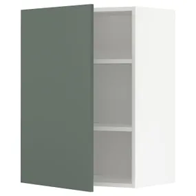 IKEA METOD МЕТОД, шафа навісна із полицями, білий / БОДАРП сіро-зелений, 60x80 см 394.679.45 фото