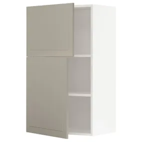 IKEA METOD МЕТОД, навісна шафа з полицями / 2 дверцят, білий / стенсундський бежевий, 60x100 см 994.598.29 фото