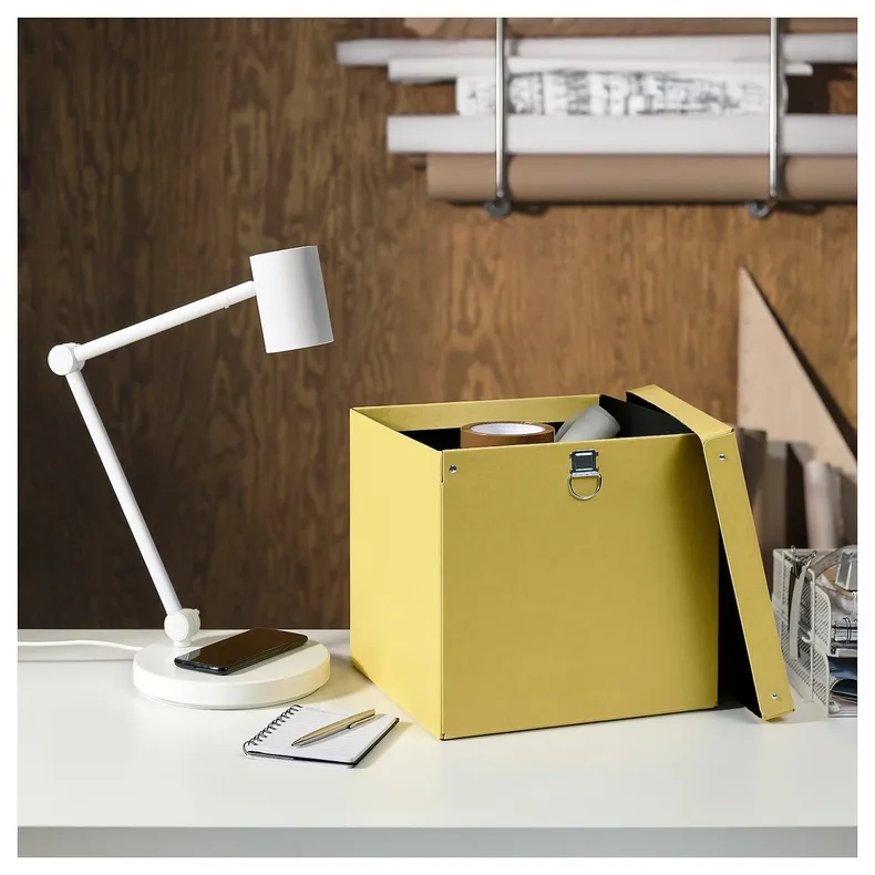 IKEA NIMM НІММ, коробка для зберігання з кришкою, жовтий, 32x30x30 см 705.959.45 фото №4
