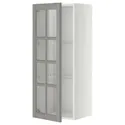 IKEA METOD МЕТОД, навесной шкаф / полки / стеклян дверца, белый / бодбинский серый, 40x100 см 393.949.54 фото thumb №1