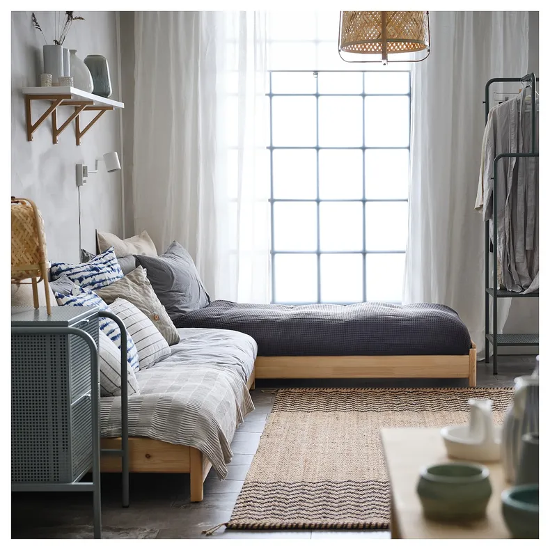 IKEA UTÅKER УТОКЕР, штабелируемые кровати с 2 матрасами, сосна / лиственная древесина, 80x200 см 995.215.10 фото №6