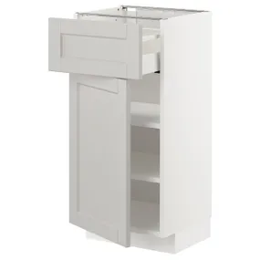IKEA METOD МЕТОД / MAXIMERA МАКСИМЕРА, напольный шкаф с ящиком / дверцей, белый / светло-серый, 40x37 см 694.555.35 фото